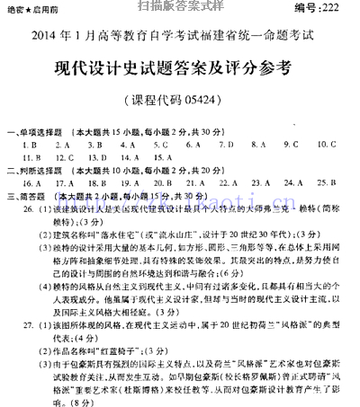 自考《05424现代设计史》(福建卷)真题及答案【含2023年4月题】