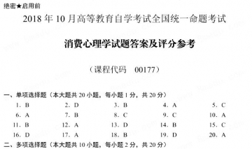 【必备】自考《00177消费心理学》历年真题及答案【更新至2024年10月题】【再送电子书】