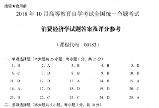 【必备】自考《00183消费经济学》历年真题及答案【更新至2023年10月】【再送电子书】