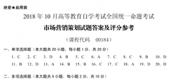 【必备】自考《00184市场营销策划》历年真题及答案【更新至2023年10月】/【再送章节习题】