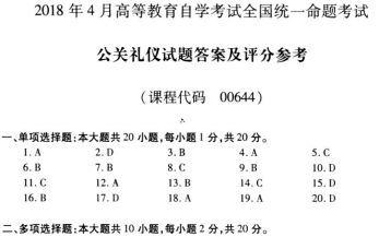 【必备】自考《00644公关礼仪》历年真题及答案【再送电子书】