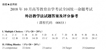 【必备】自考《00833外语教学法》历年真题及答案【更新至2023年10月题】