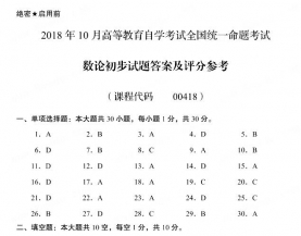 【必备】自考《00418数论初步》历年真题及答案【更新至18年10月】