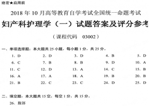 【必备】自考《03002妇产科护理学一》历年真题及答案【更新至2024年10月题】