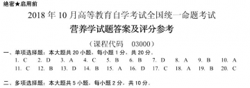 【必备】自考《03000营养学》历年真题及答案【更新至2023年10月】