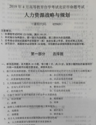 自考《05969人力资源战略与规划》(北京)2019年4月真题及答案