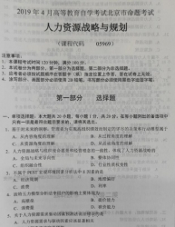 自考《05969人力资源战略与规划》(北京)2019年4月真题及答案
