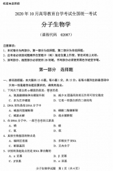 自考《02087分子生物学》(广西)历年真题【更新至2024年10月】 【10份】